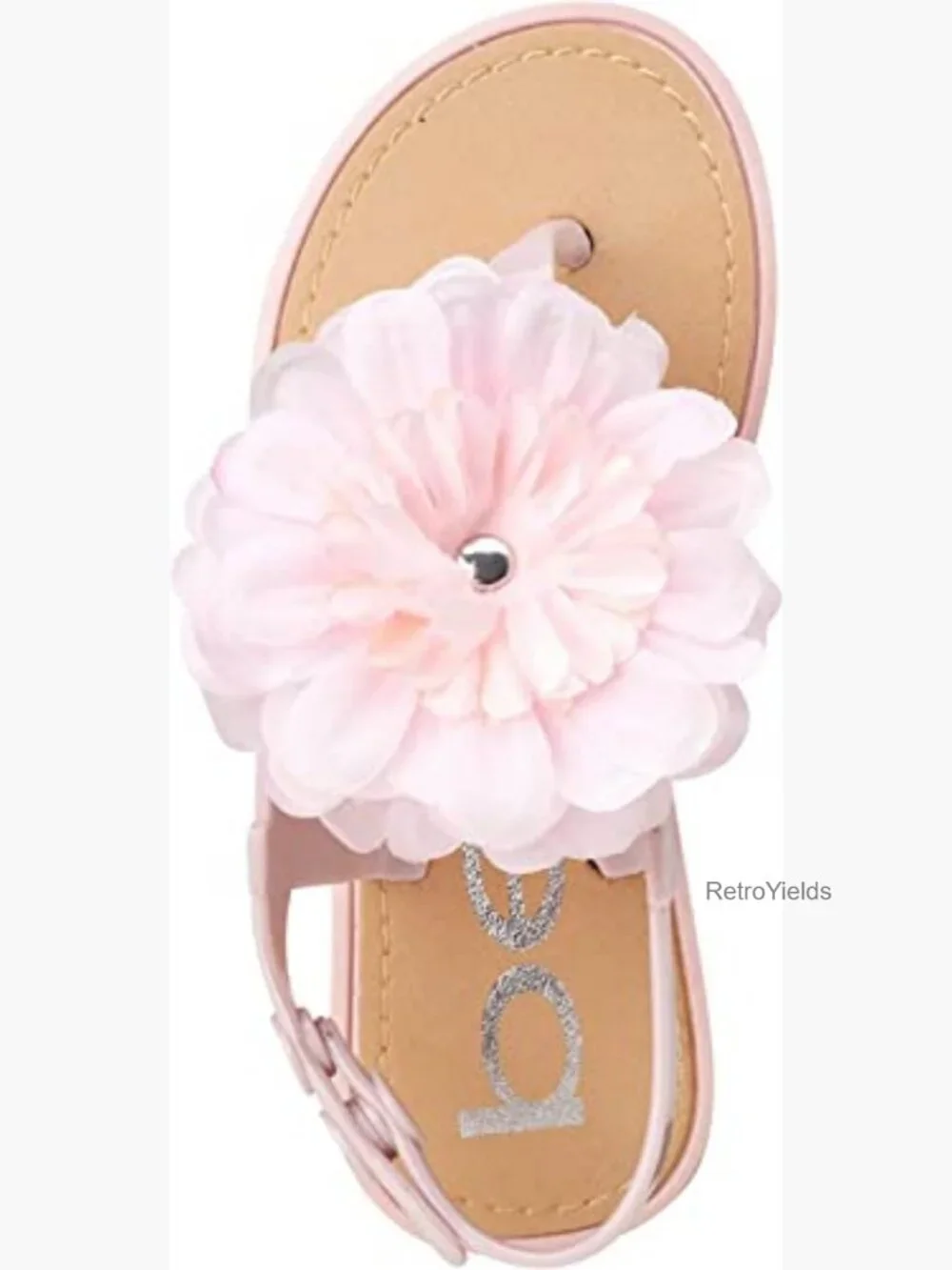 Girls' Sandals with Chiffon Flower Snap Buckle Cushioned Sole